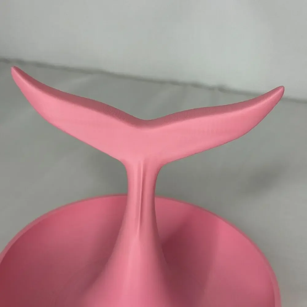 Pink Whale Tail Jewelry Ring Dish Stand Coastal Mermaid Bathroom 6